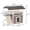 2-Tier Outdoor Wooden Dog House, Weatherproof Dog Hutch with A Large Balcony, Sisal Scratching Pad Ladder, Gift for Pets, Gray and White
